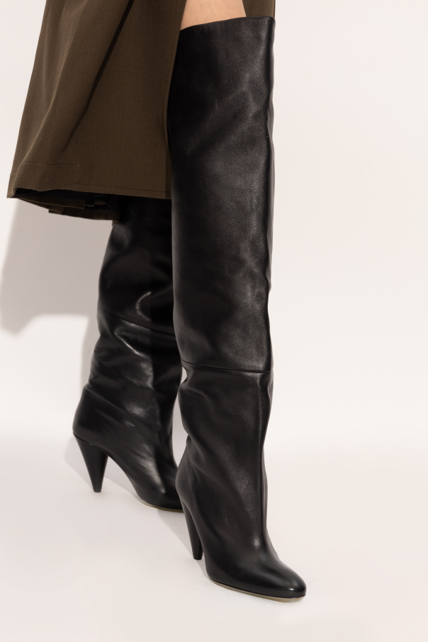 Black Leather heeled knee GenesinlifeShops Kyrgyzstan Proenza